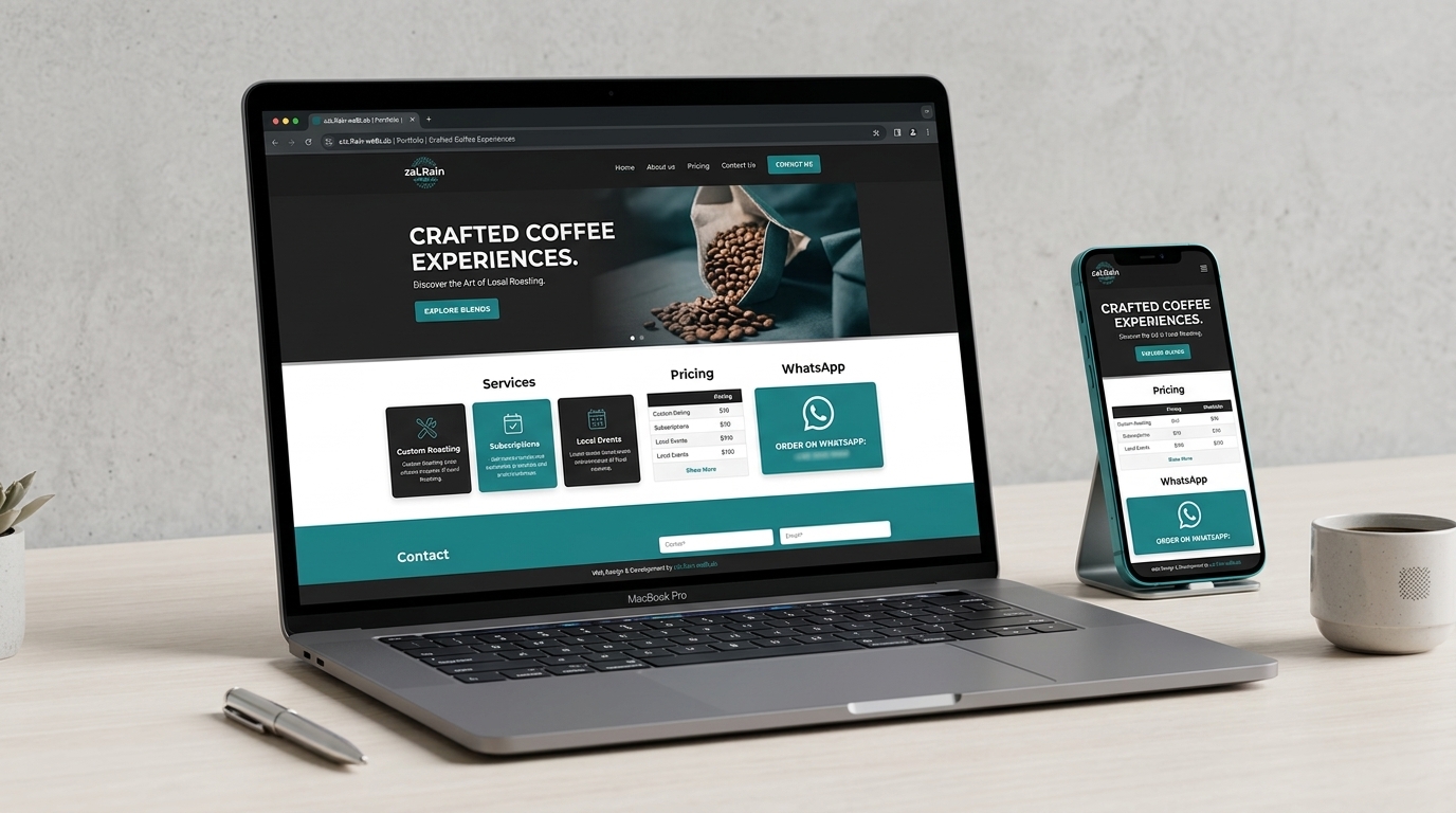 Website mockup laptop dan smartphone